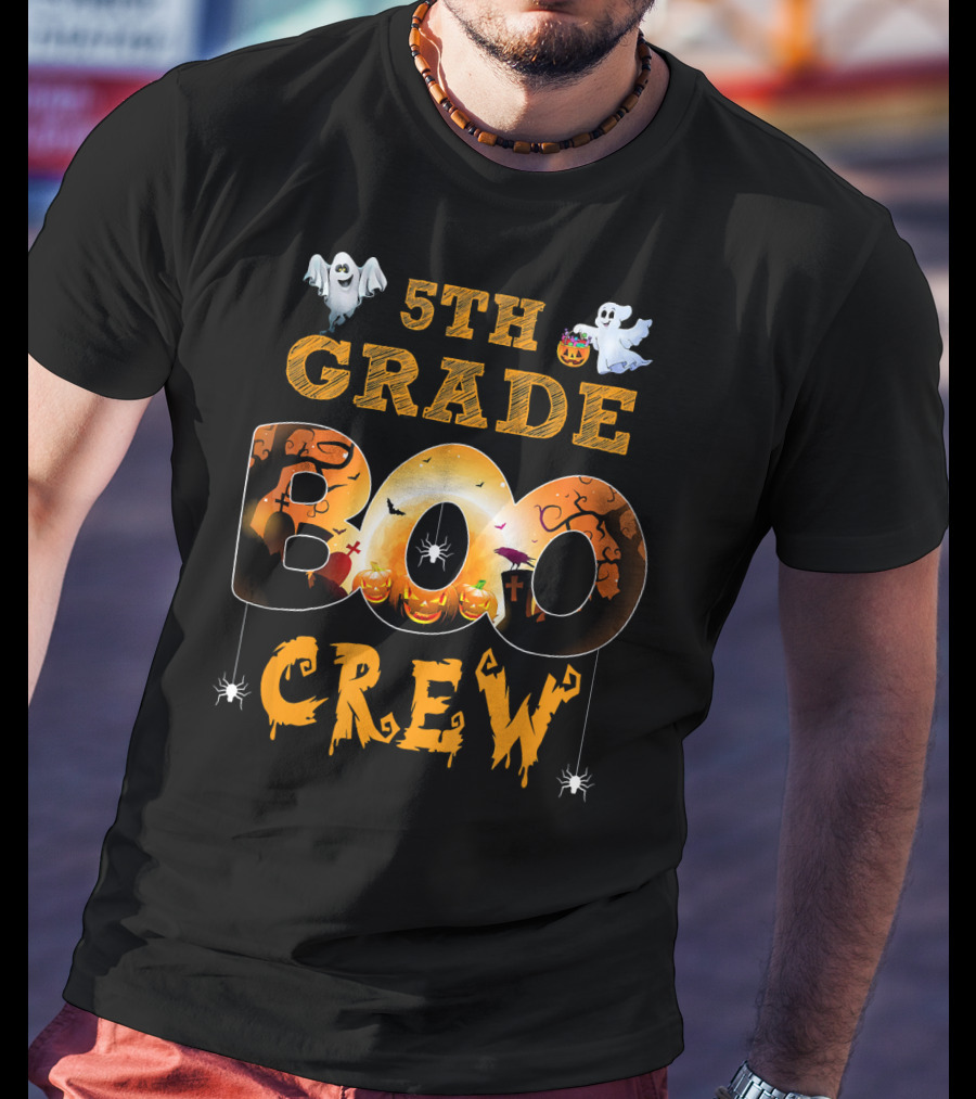 5th Grade Boo Crew Halloween Teacher Ghosts Pumpkins T-Shirt
