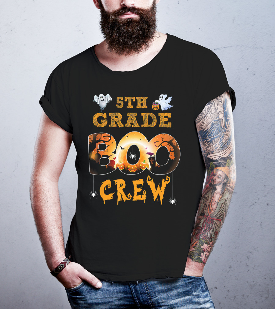 5th Grade Boo Crew Halloween Teacher Ghosts Pumpkins T-Shirt