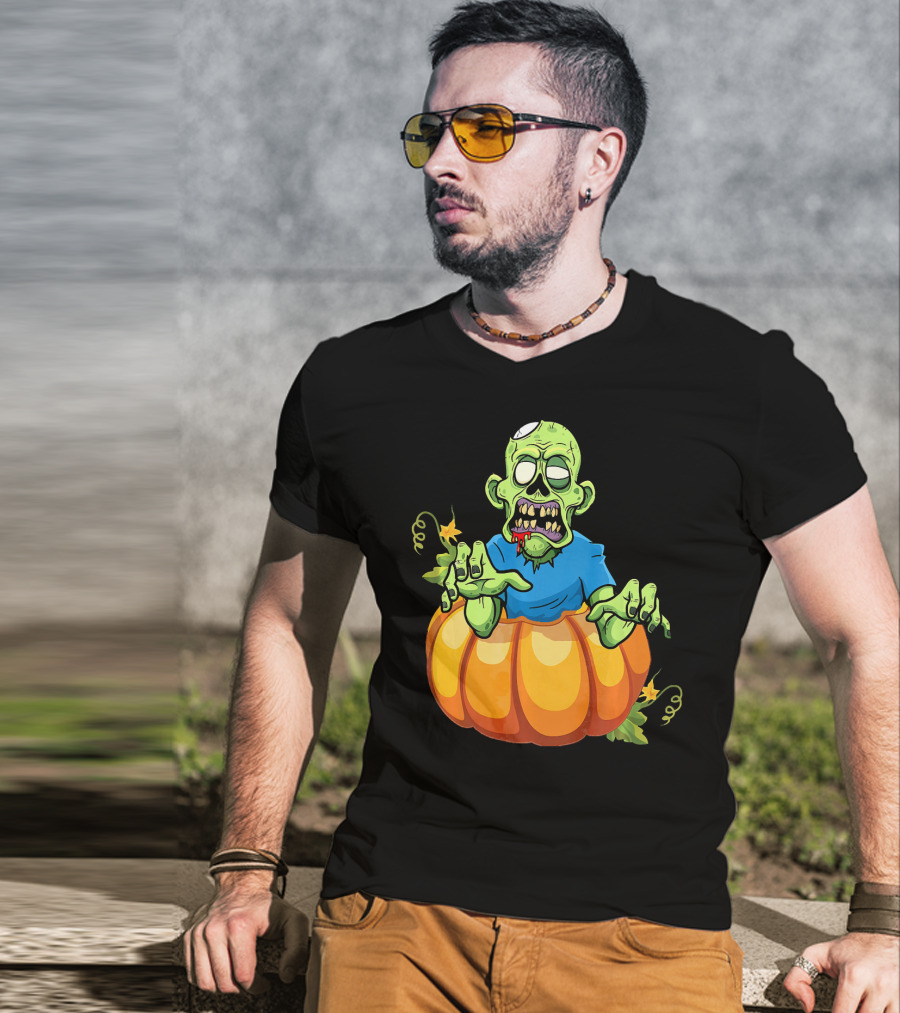 Zombie Rising From Pumpkin T-Shirt