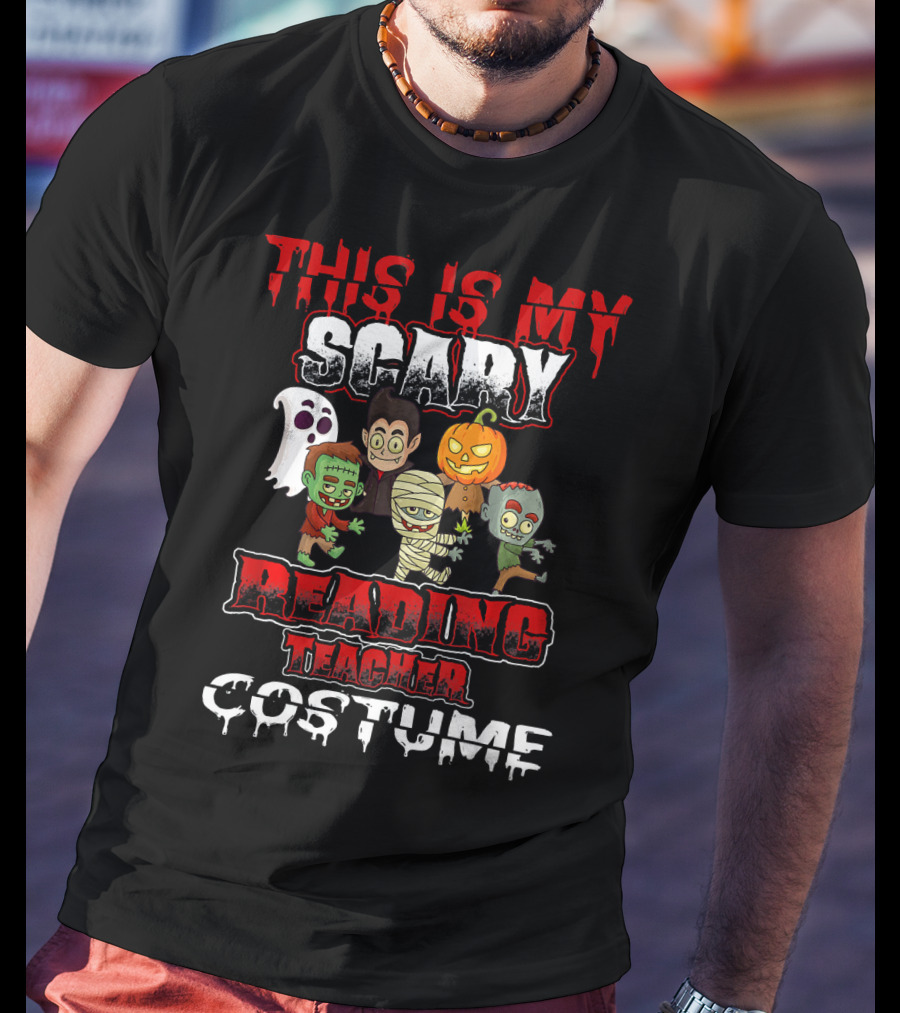 This Is My Scary Reading Teacher Costume With Monsters And Ghost T-Shirt