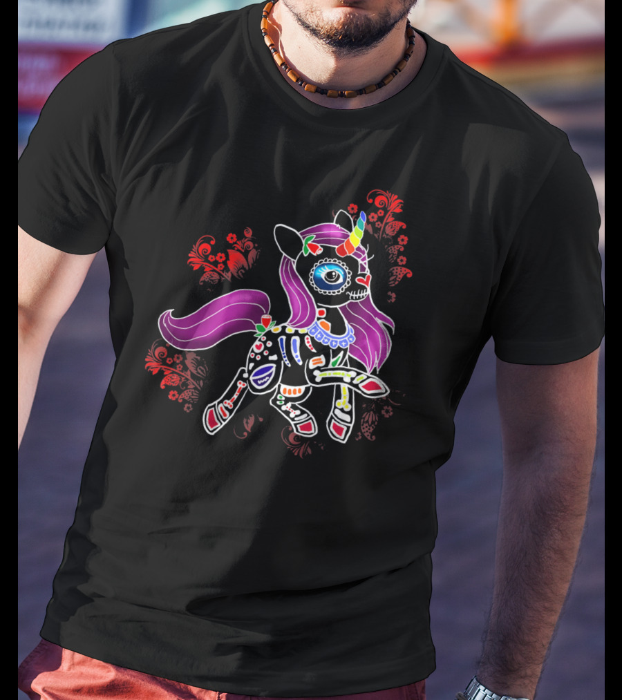 Unicorn Skeleton Dia De Los Muertos Unicorn T-Shirt