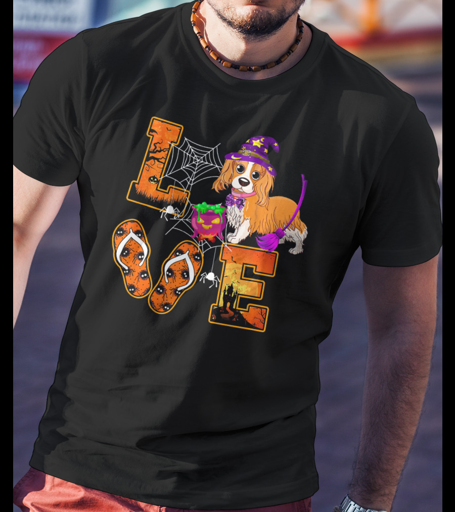 LOVE Halloween Cavalier King Charles Spaniel Dog T-Shirt