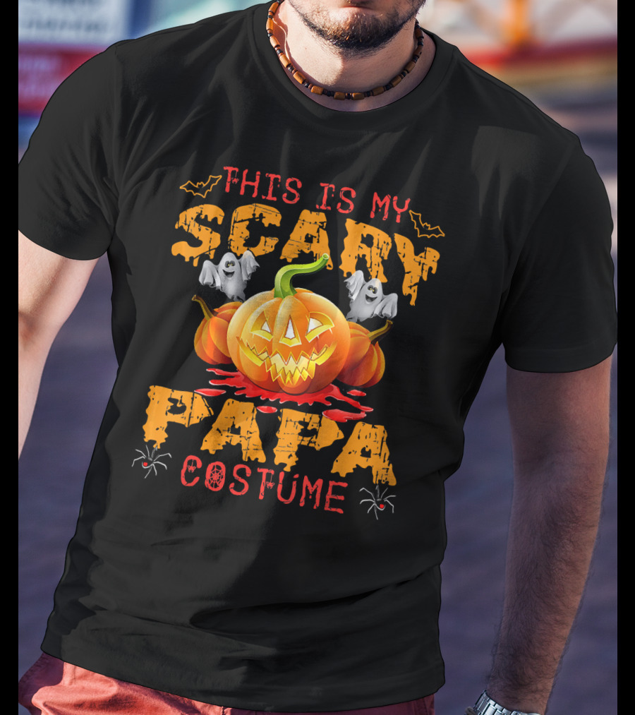 This Is My Scary Papa Costume Pumpkin Ghosts Spiders Bats T-Shirt