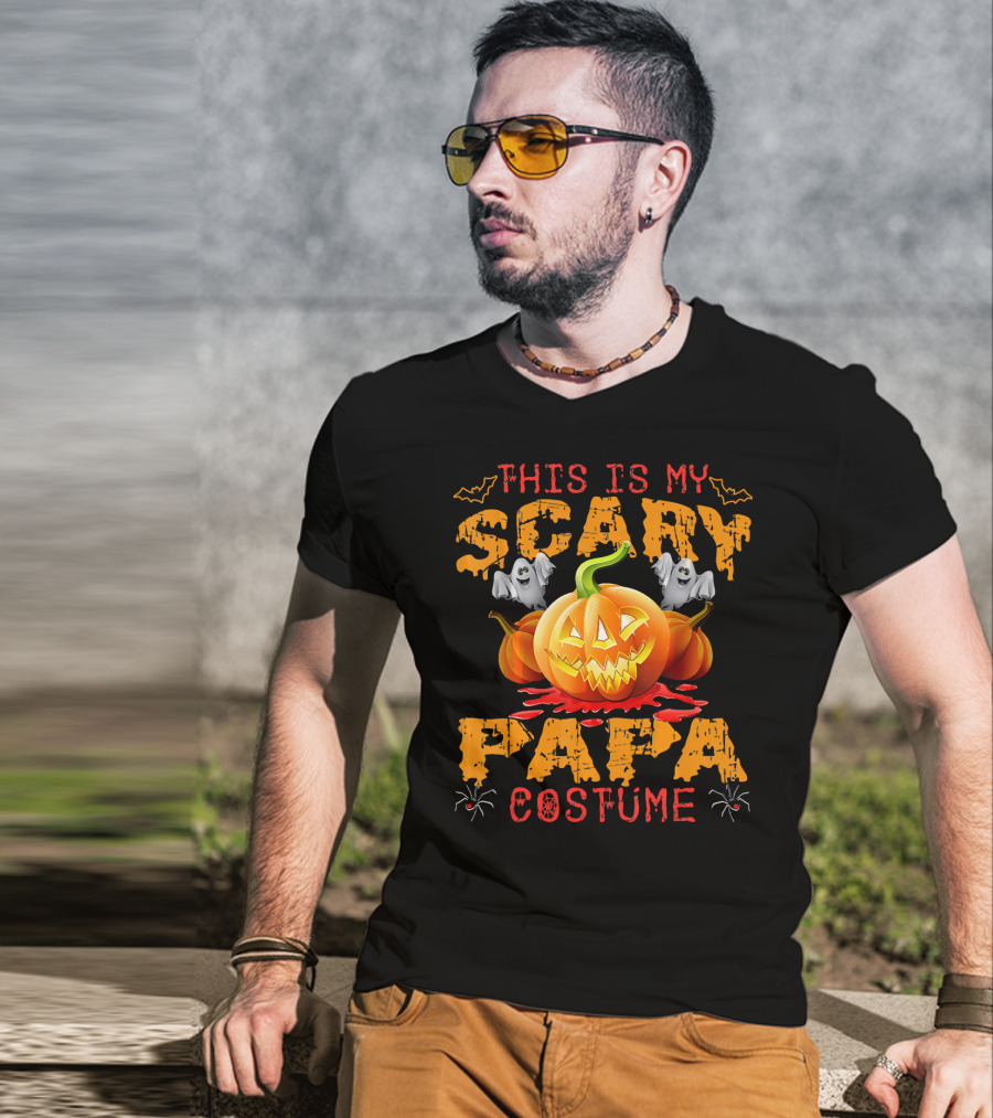 This Is My Scary Papa Costume Pumpkin Ghosts Spiders Bats T-Shirt