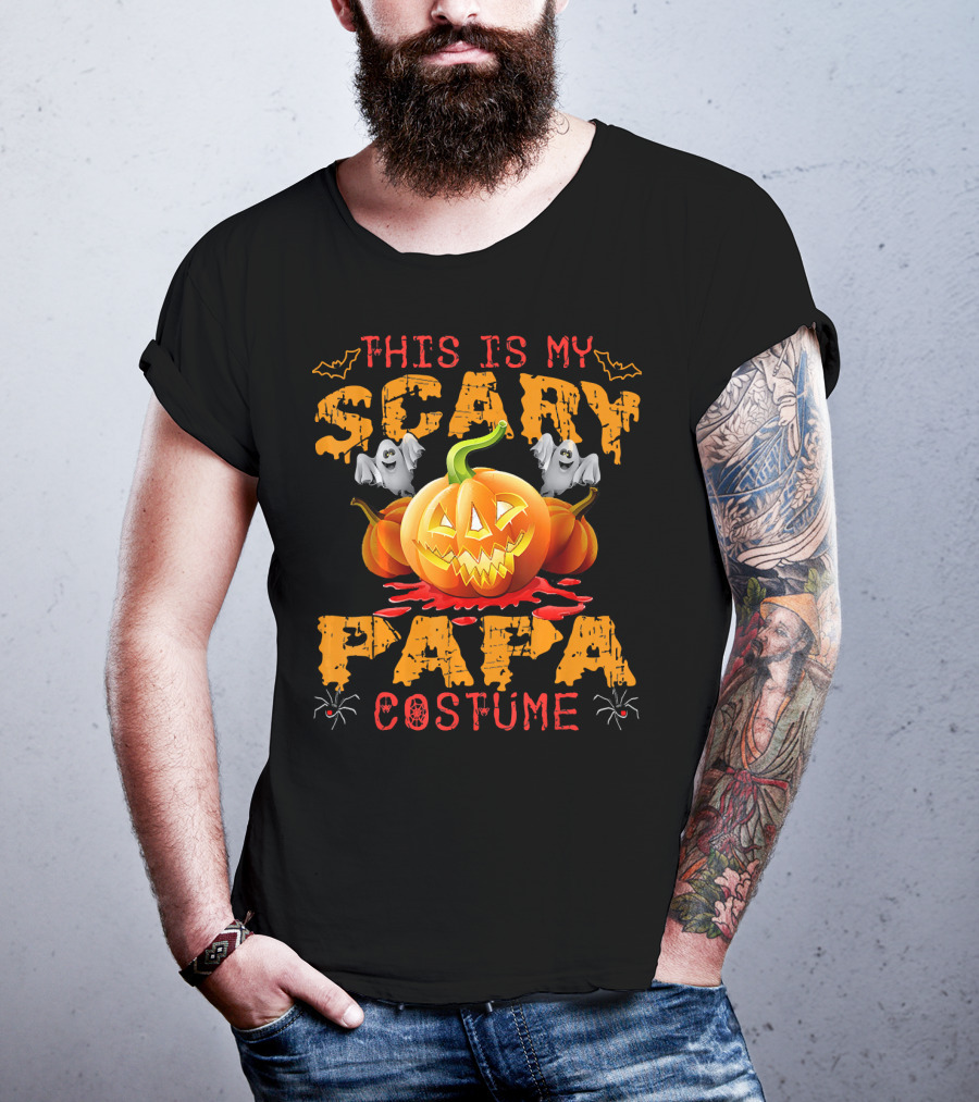 This Is My Scary Papa Costume Pumpkin Ghosts Spiders Bats T-Shirt