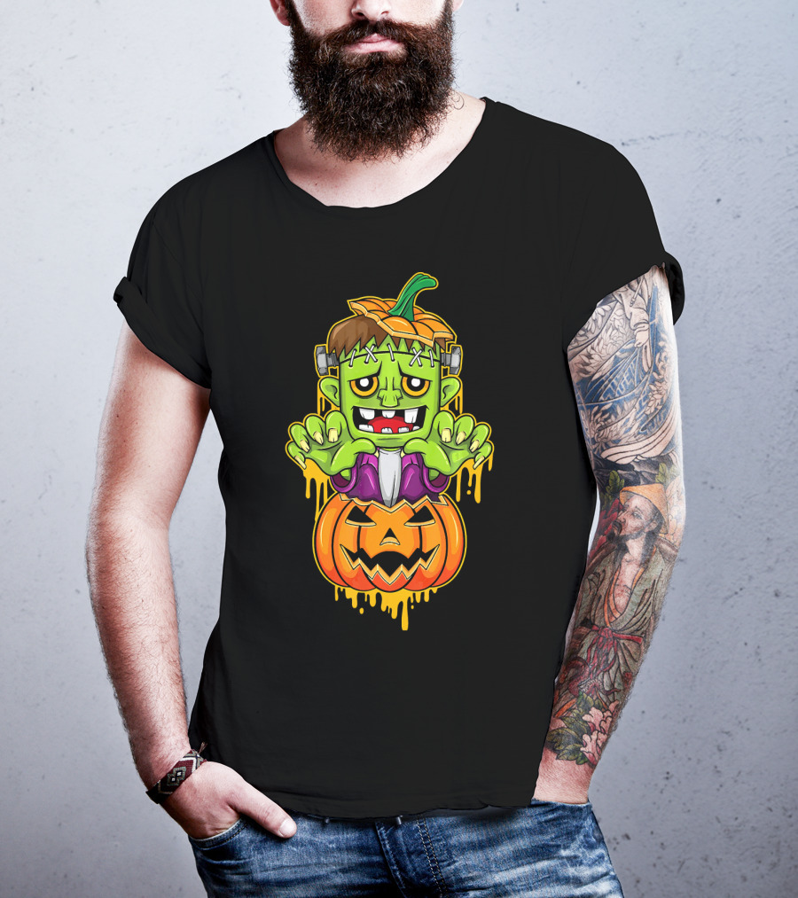 Sweet Cute Pumpkin Halloween Frankenstein Monster T-Shirt