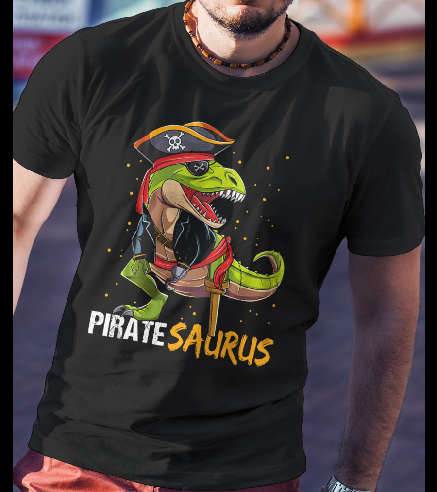 PIRATE SAURUS Dinosaur With Pirate Hat And Wooden Leg T-Shirt