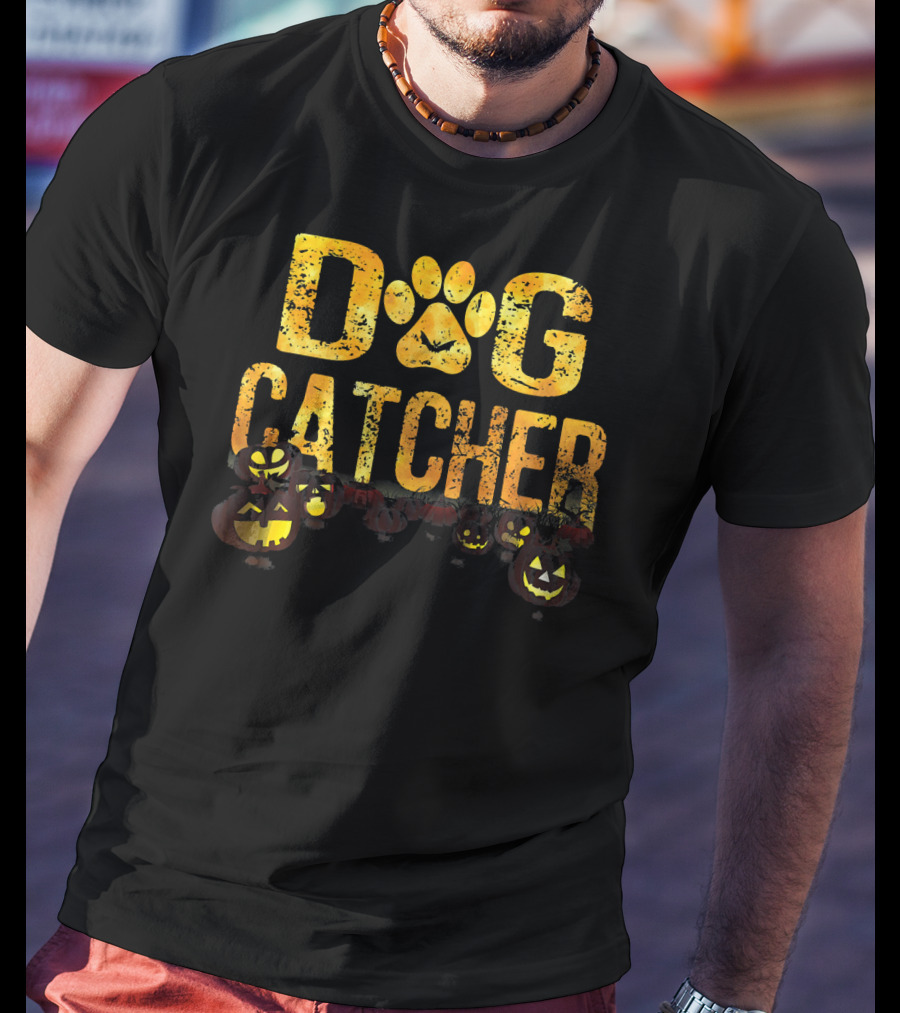 Dog Catcher Halloween Pumpkins Scary Costume T-Shirt