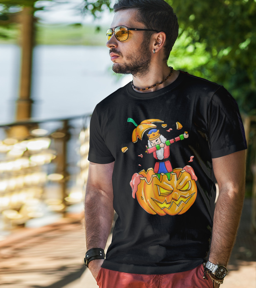 Nutcracker Dabbing On Giant Halloween Pumpkin Fun T-Shirt