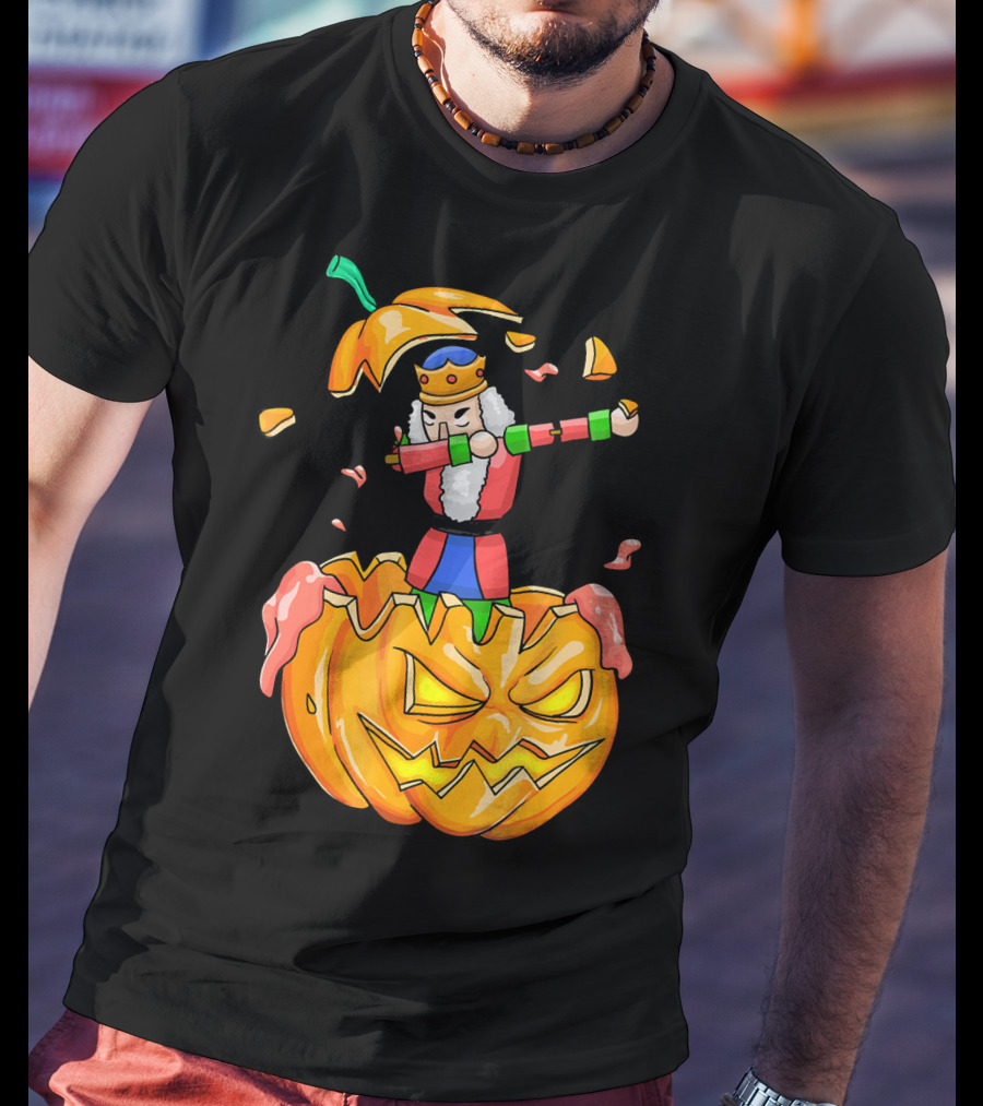 Nutcracker Dabbing On Giant Halloween Pumpkin Fun T-Shirt