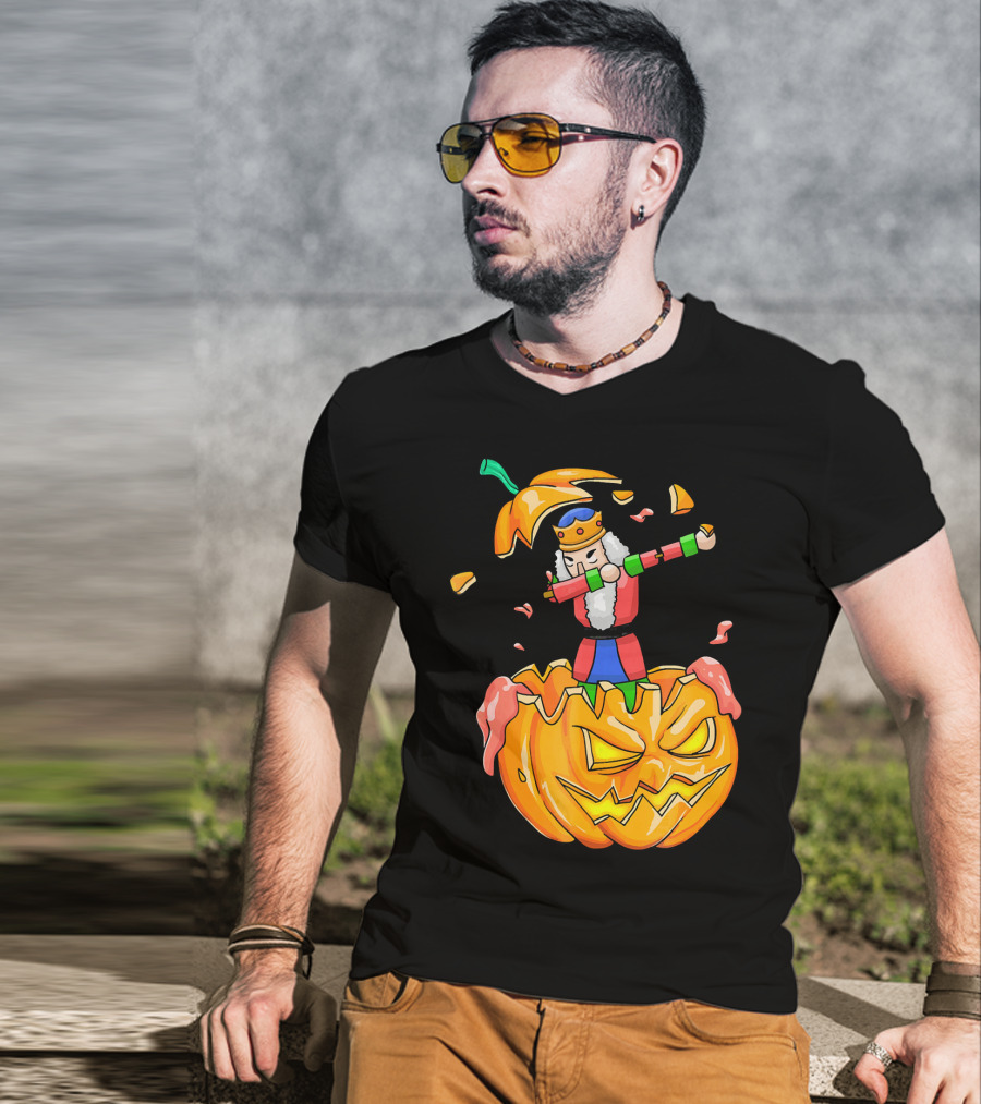 Nutcracker Dabbing On Giant Halloween Pumpkin Fun T-Shirt