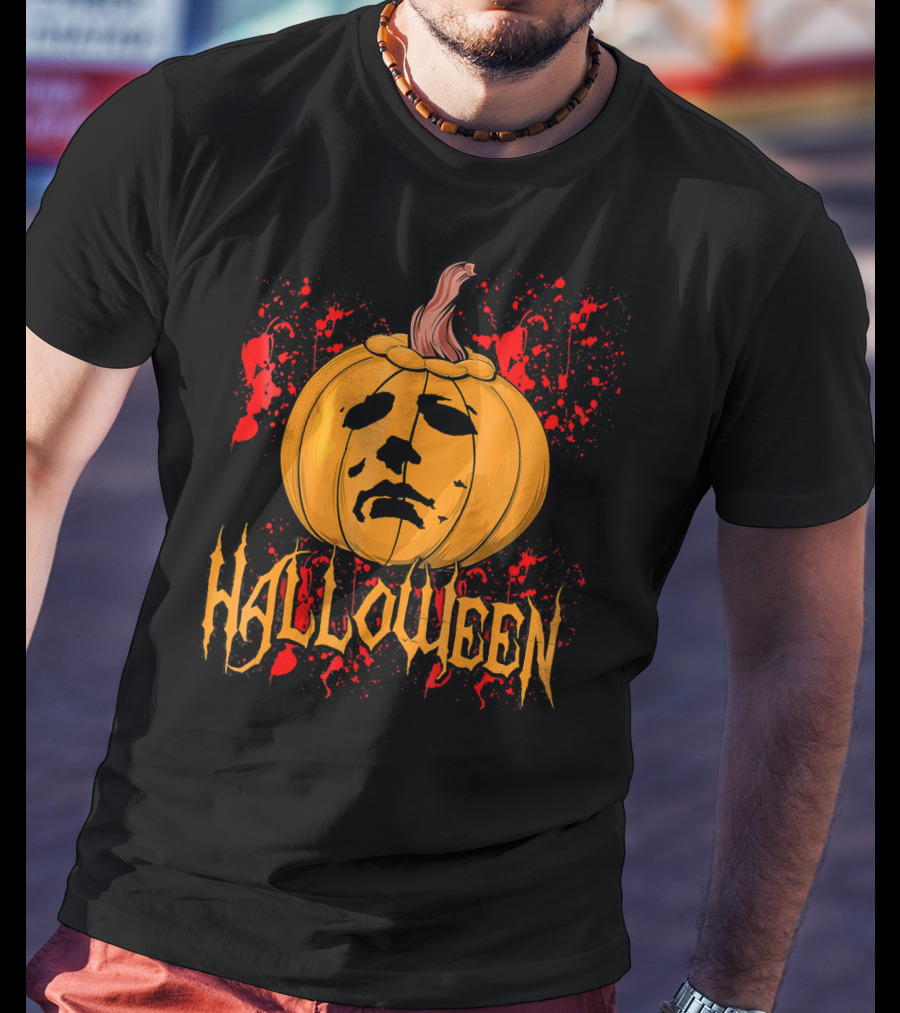Funny Halloween Michael Myers Pumpkin Face T-Shirt