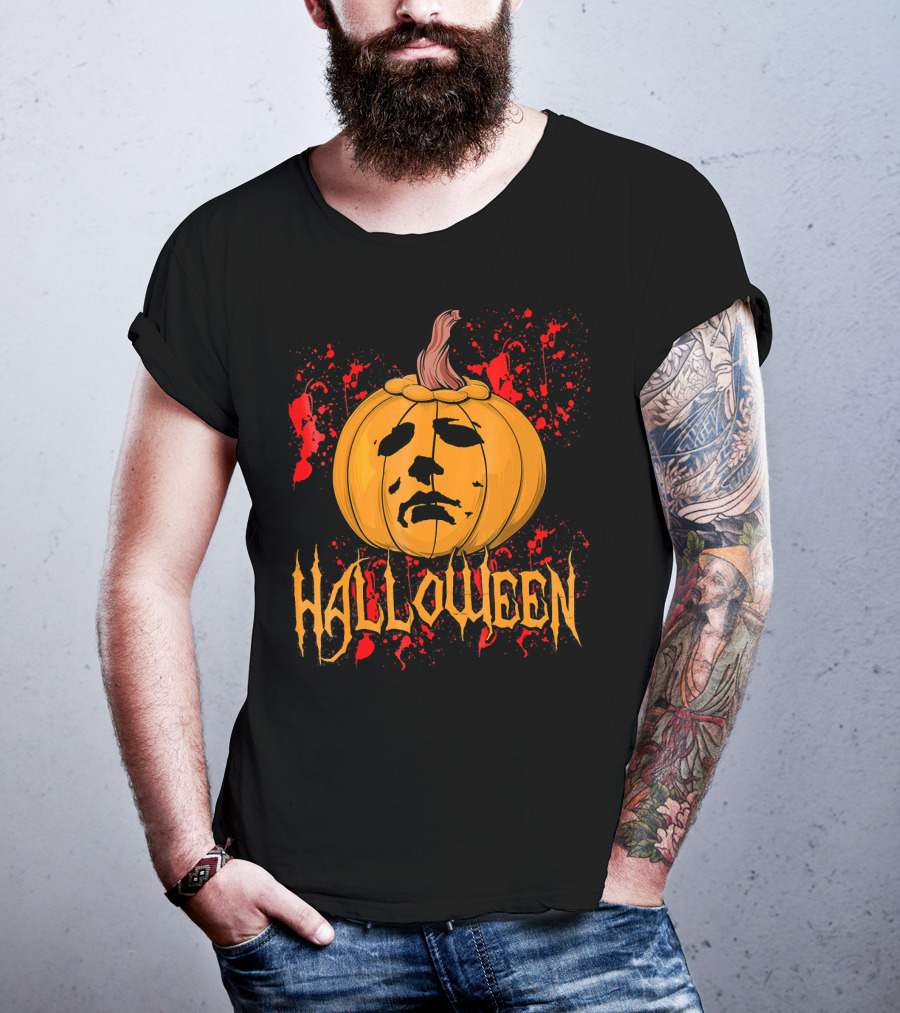 Funny Halloween Michael Myers Pumpkin Face T-Shirt