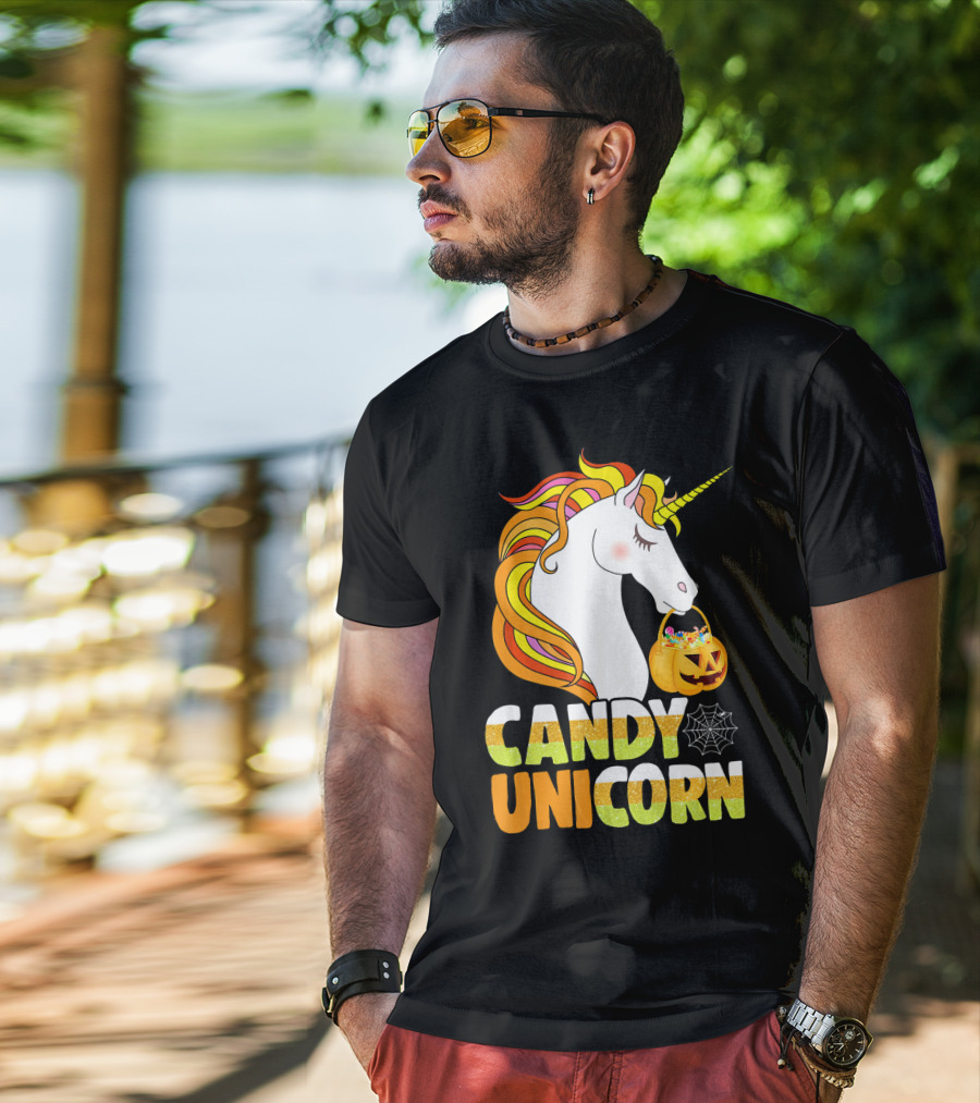 Candy Unicorn Halloween Basket T-Shirt