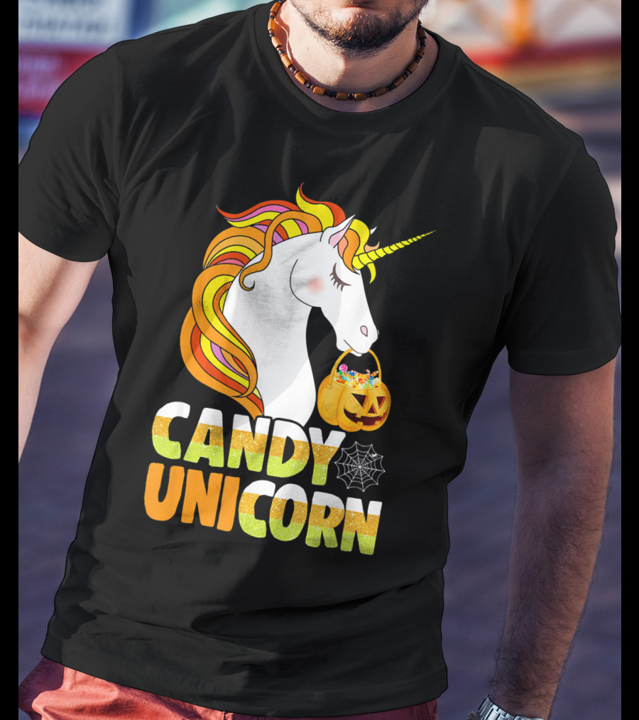 Candy Unicorn Halloween Basket T-Shirt