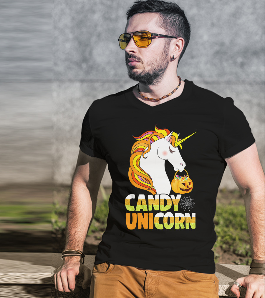 Candy Unicorn Halloween Basket T-Shirt