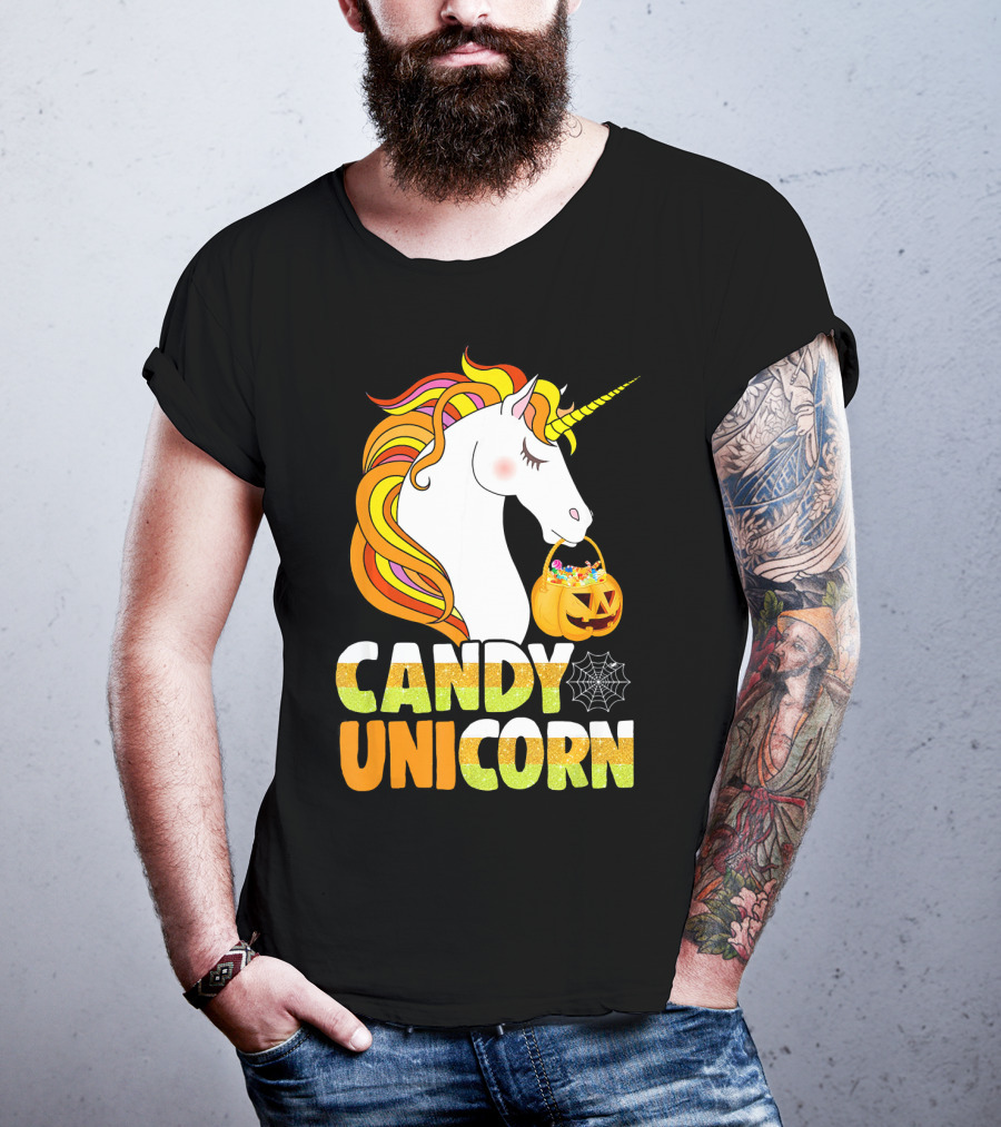 Candy Unicorn Halloween Basket T-Shirt