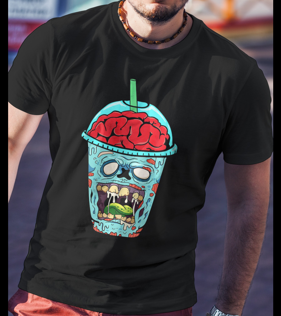 Zombie Apocalypse Brain Slushy Drink Horror T-Shirt