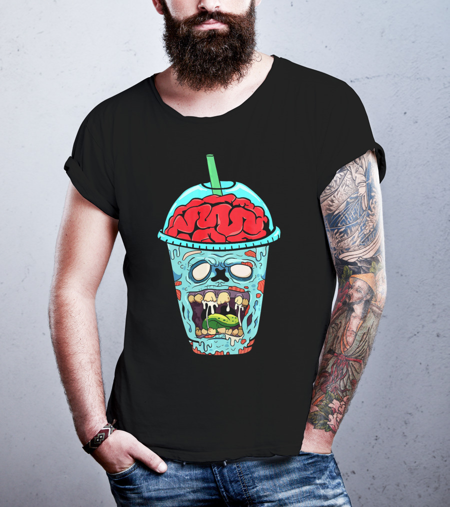 Zombie Apocalypse Brain Slushy Drink Horror T-Shirt