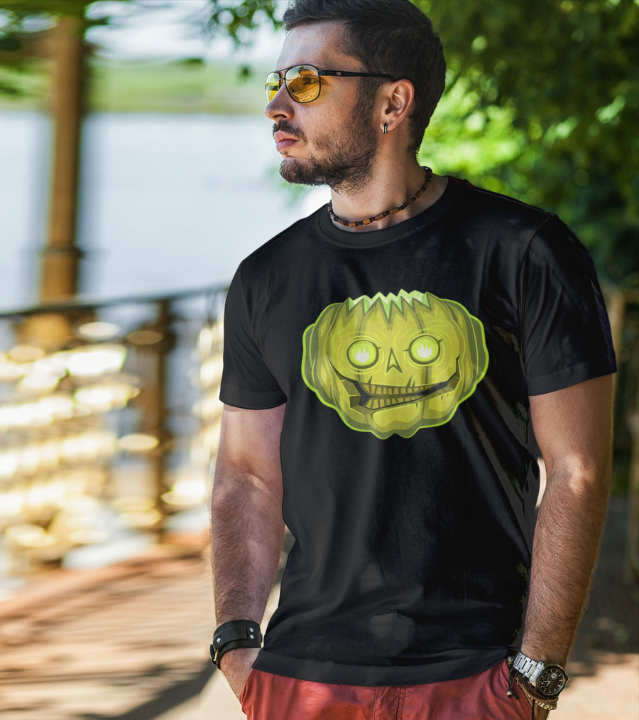 Halloween Zombie Pumpkin Glowing Skull T-Shirt