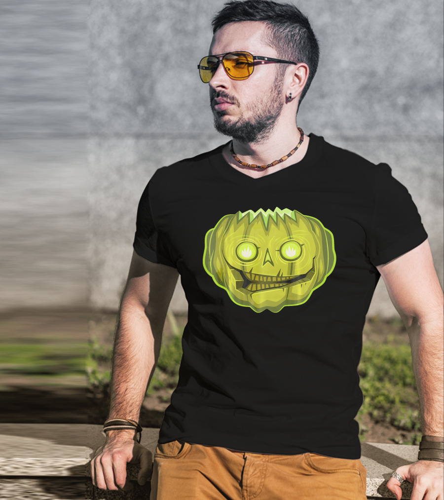 Halloween Zombie Pumpkin Glowing Skull T-Shirt