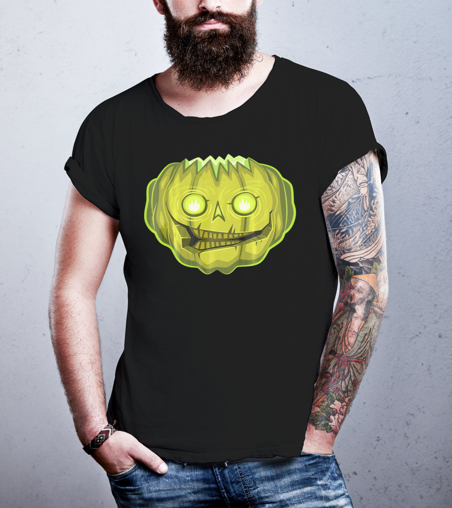 Halloween Zombie Pumpkin Glowing Skull T-Shirt