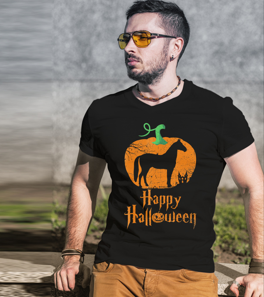 Happy Halloween Horse In Pumpkin T-Shirt