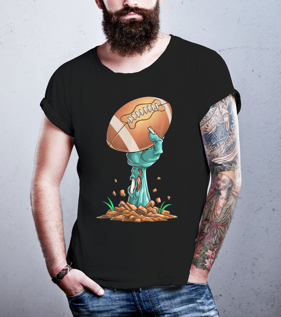 Zombie Hands Rising With Football Victory T-Shirt