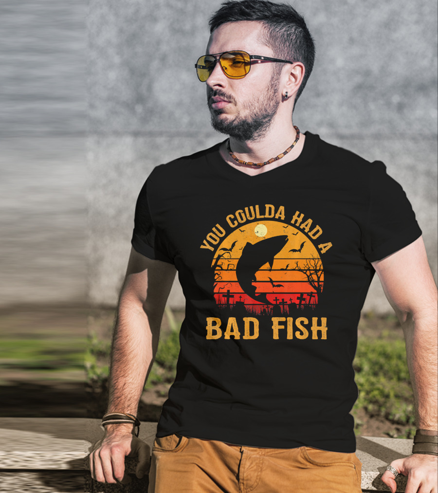You Coulda Had A Bad Fish Halloween Shark Graveyard Scene T-Shirt