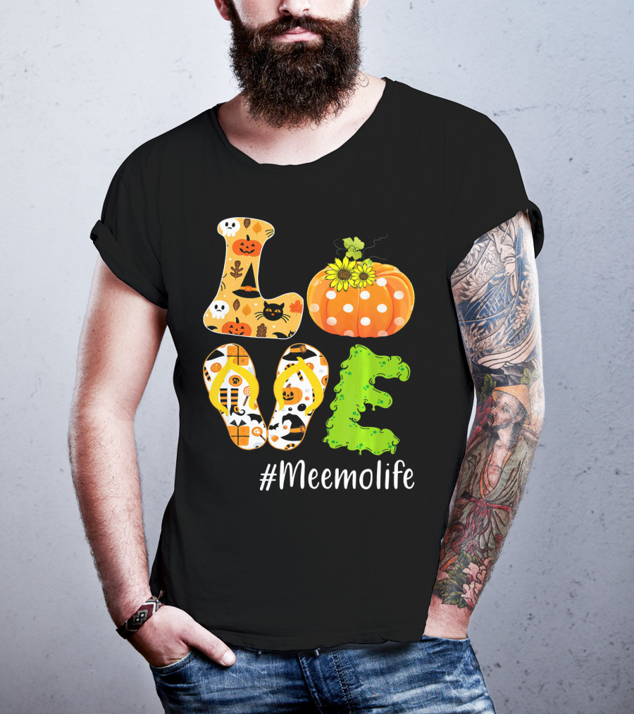Love Meemolife Pumpkin Flip Flops Halloween T-Shirt