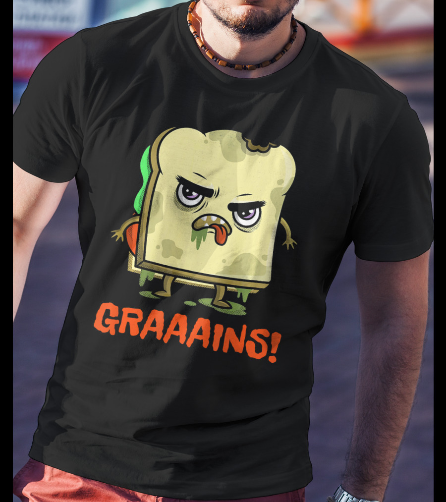 Halloween Zombie Sandwich Graaains Food Grains T-Shirt