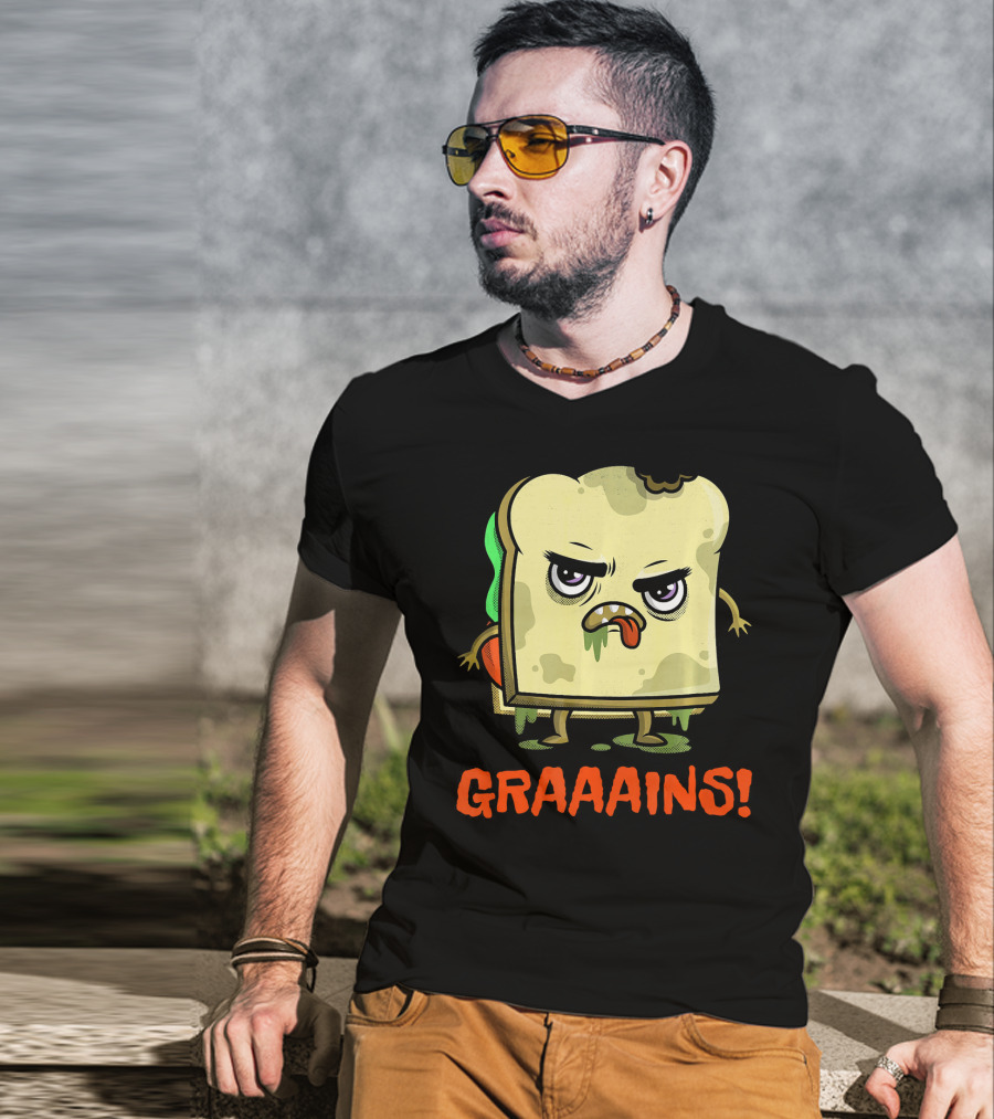 Halloween Zombie Sandwich Graaains Food Grains T-Shirt