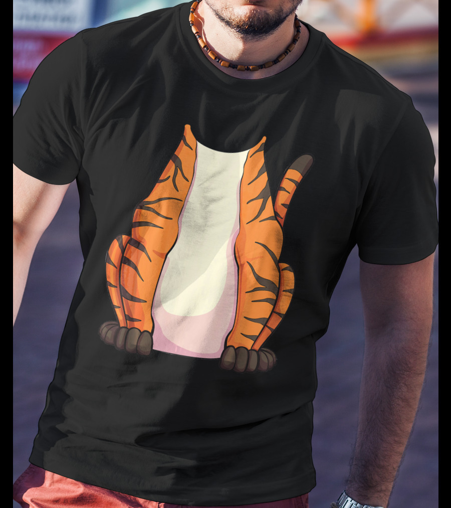 Tiger Costume For Halloween Tiger Stripes Tail T-Shirt
