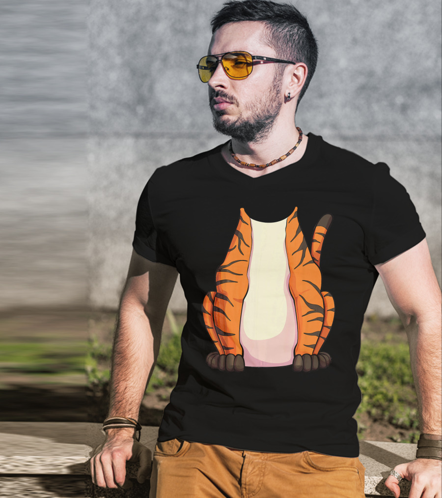 Tiger Costume For Halloween Tiger Stripes Tail T-Shirt