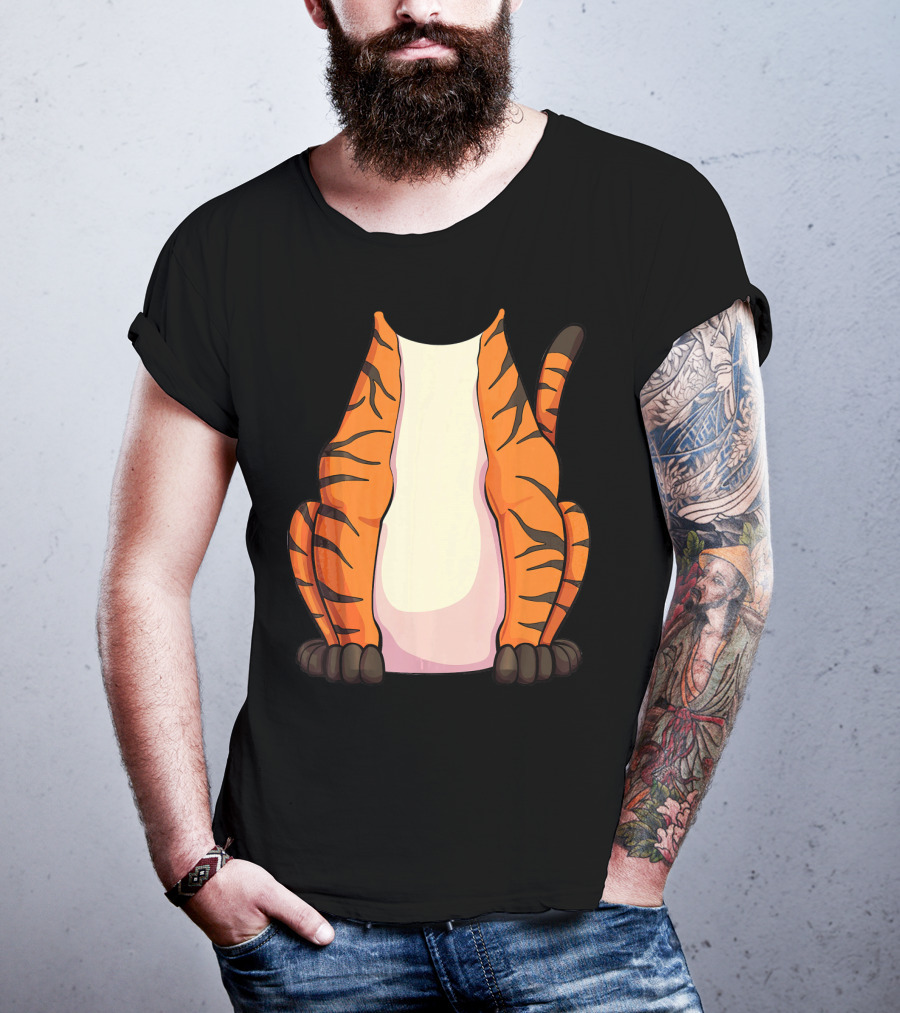Tiger Costume For Halloween Tiger Stripes Tail T-Shirt