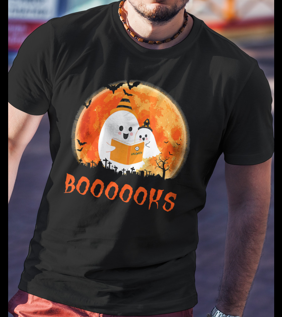 Halloween Ghosts Reading Booooooks With Funny Teacher T-Shirt
