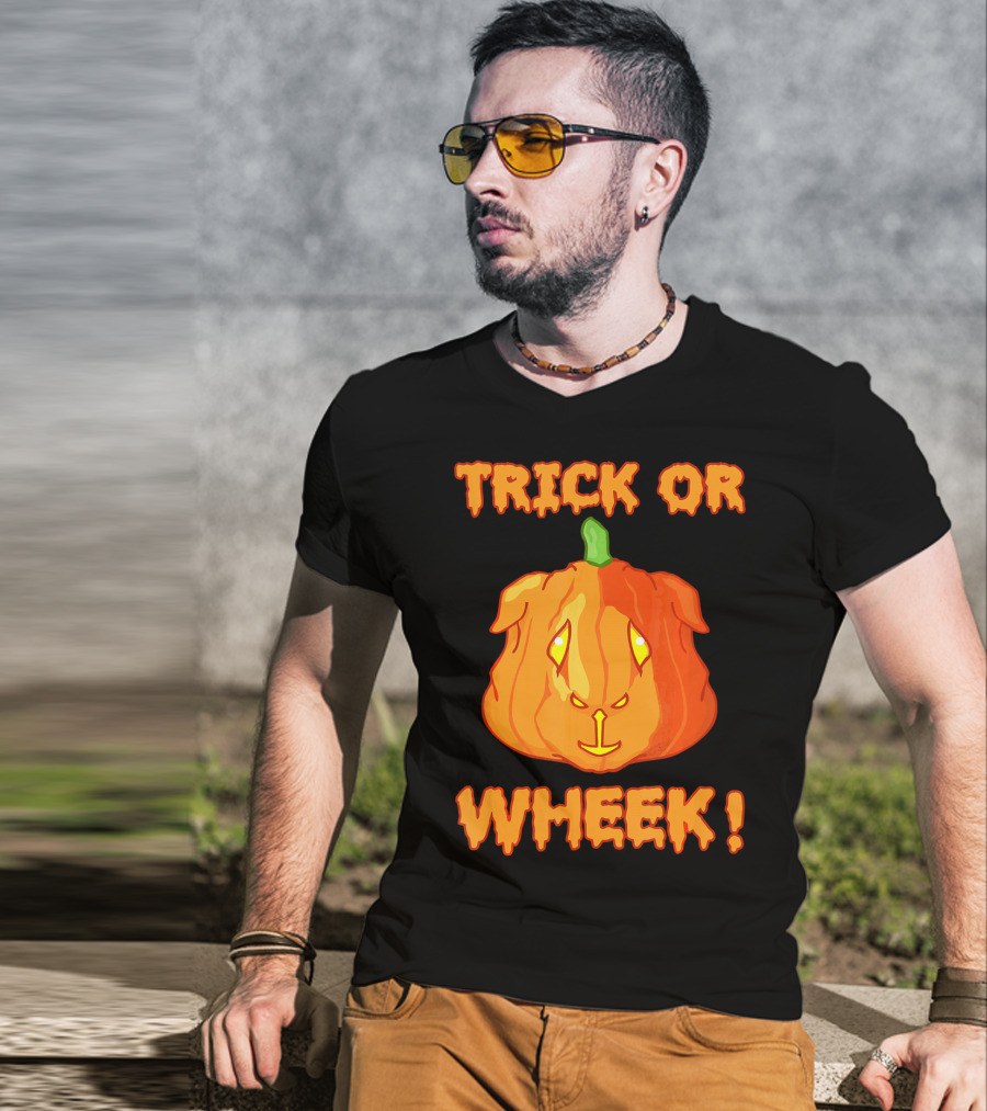 Trick Or Wheek Guinea Pig Jack O Lantern Halloween Fun T-Shirt