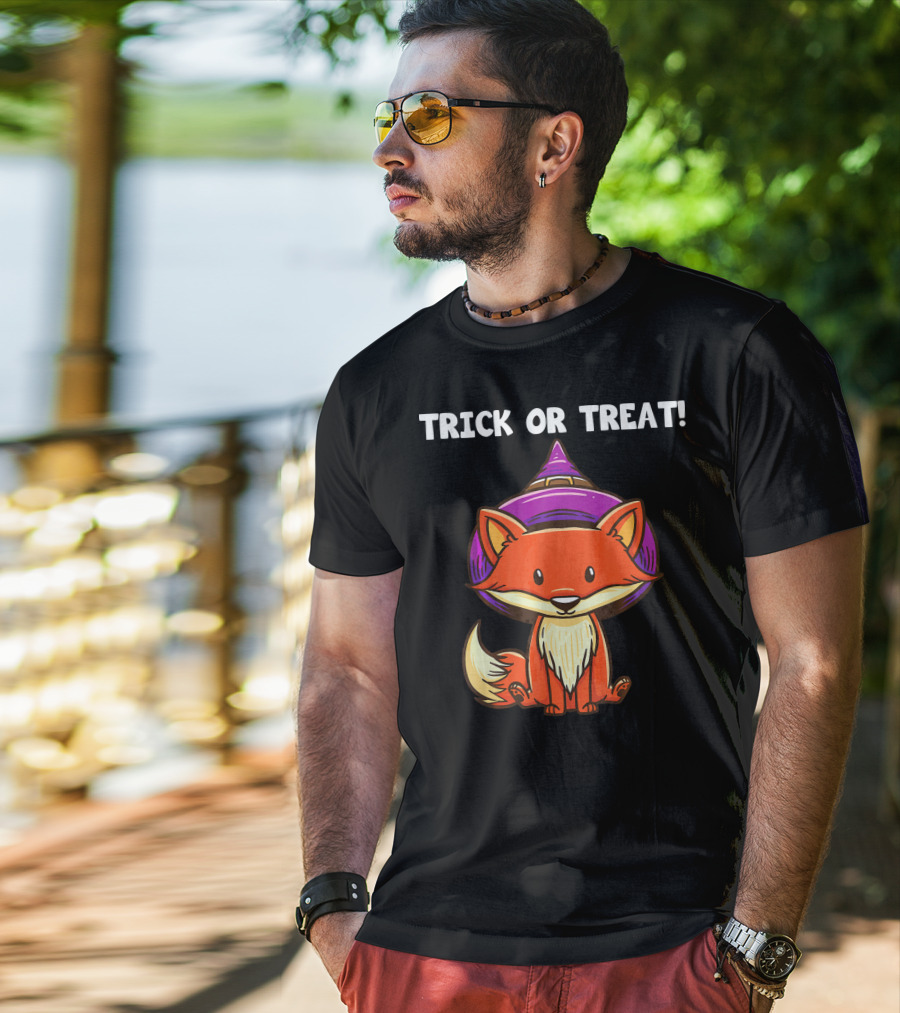Trick Or Treat Witch Fox Halloween T-Shirt