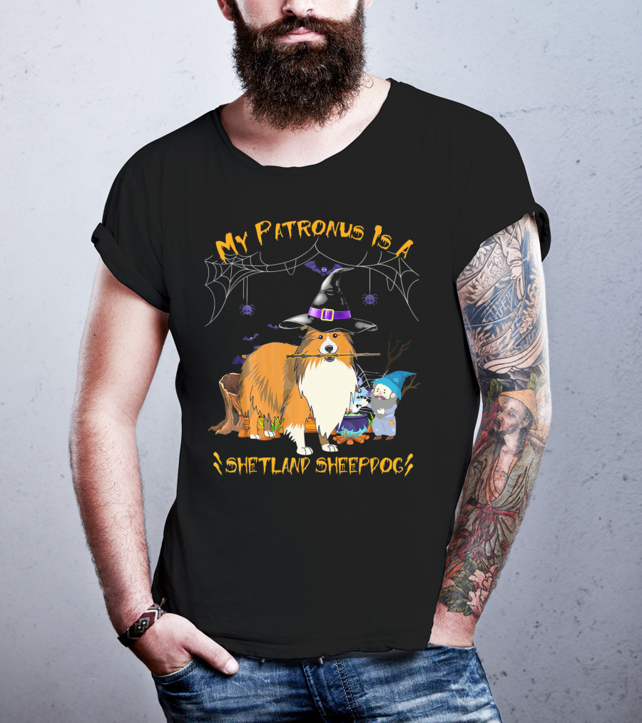 My Patronus Is A Shetland Sheepdog Halloween Witch Hat And Gnome T-Shirt