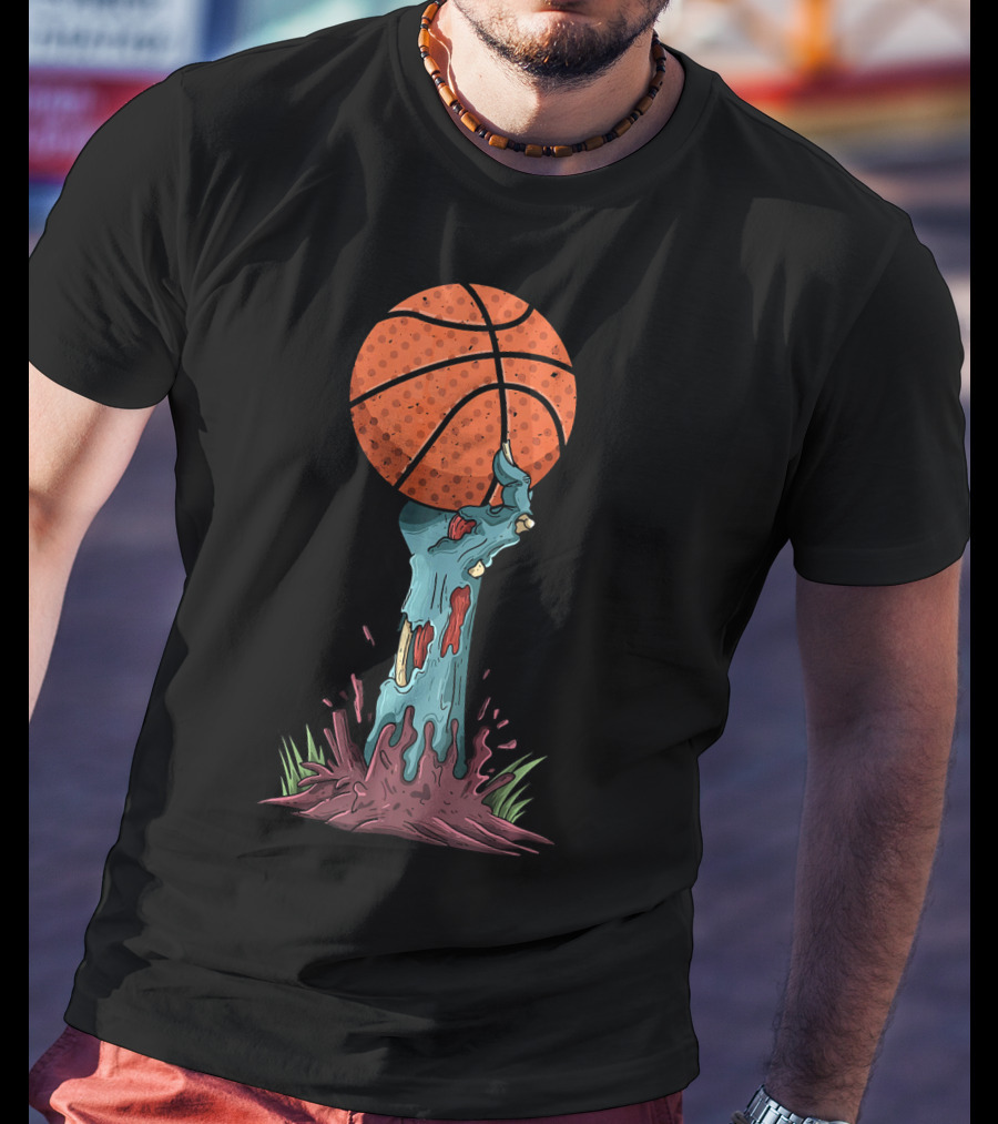 Zombie Hands Grasping Basketball Emerge From Ground T-Shirt