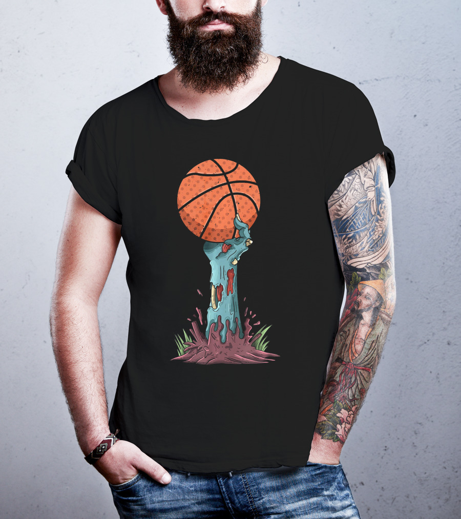 Zombie Hands Grasping Basketball Emerge From Ground T-Shirt