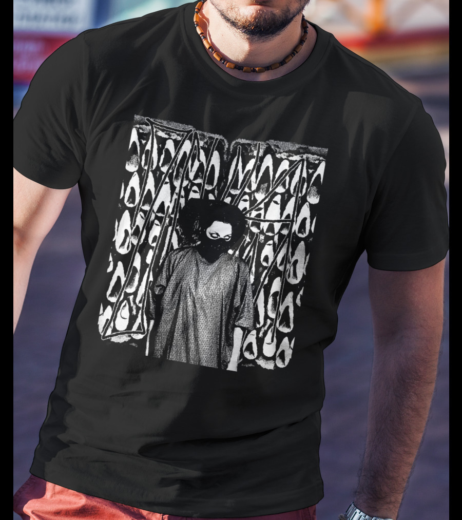Tricia Lange ZCISSOR Graphic Style Masked Figure Monochrome T-Shirt