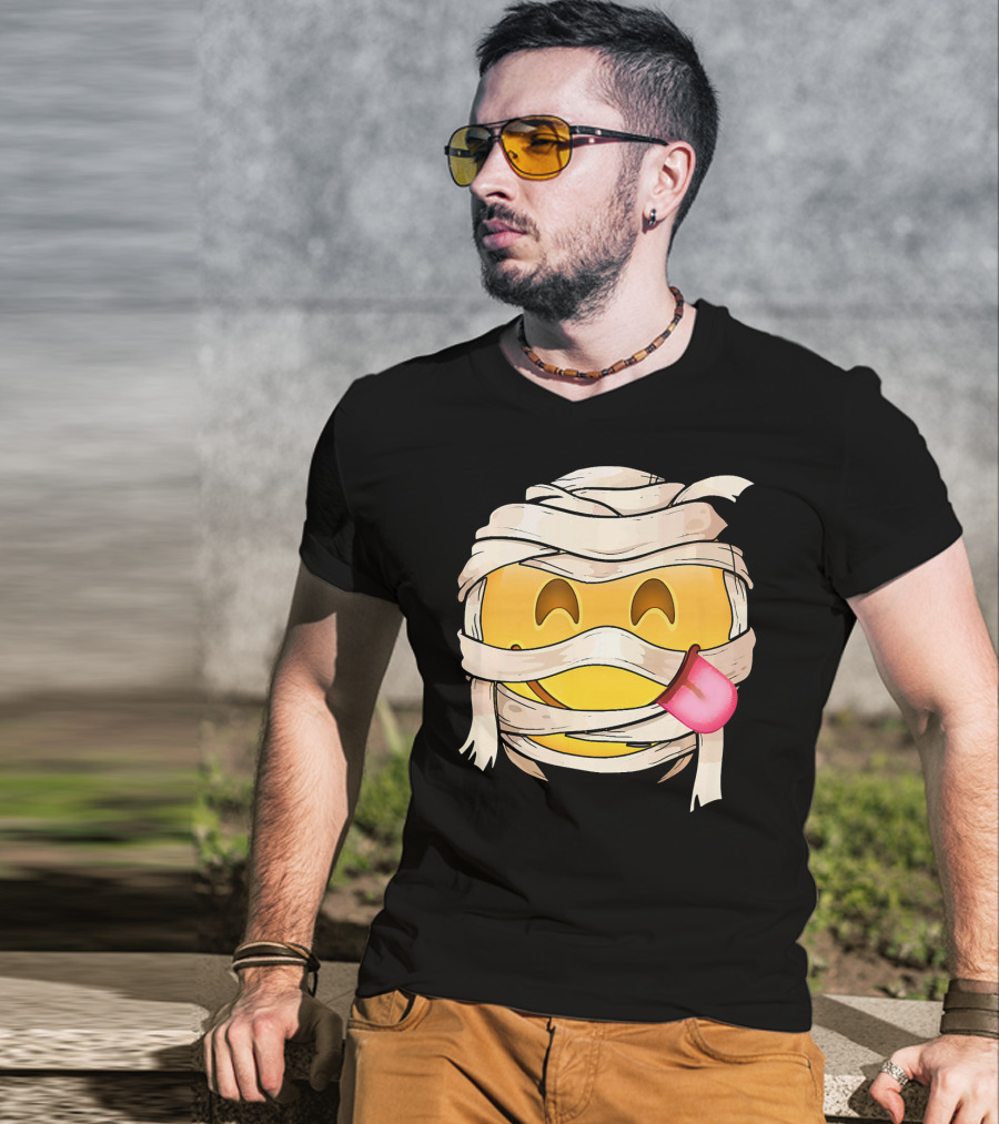 Face Savoring Food Emoji Mummy Wink Out Tongue T-Shirt