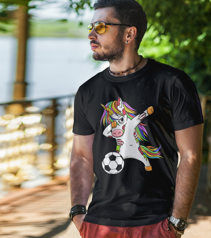 Zombie Unicorn Dabbing Halloween Soccer Ball T-Shirt