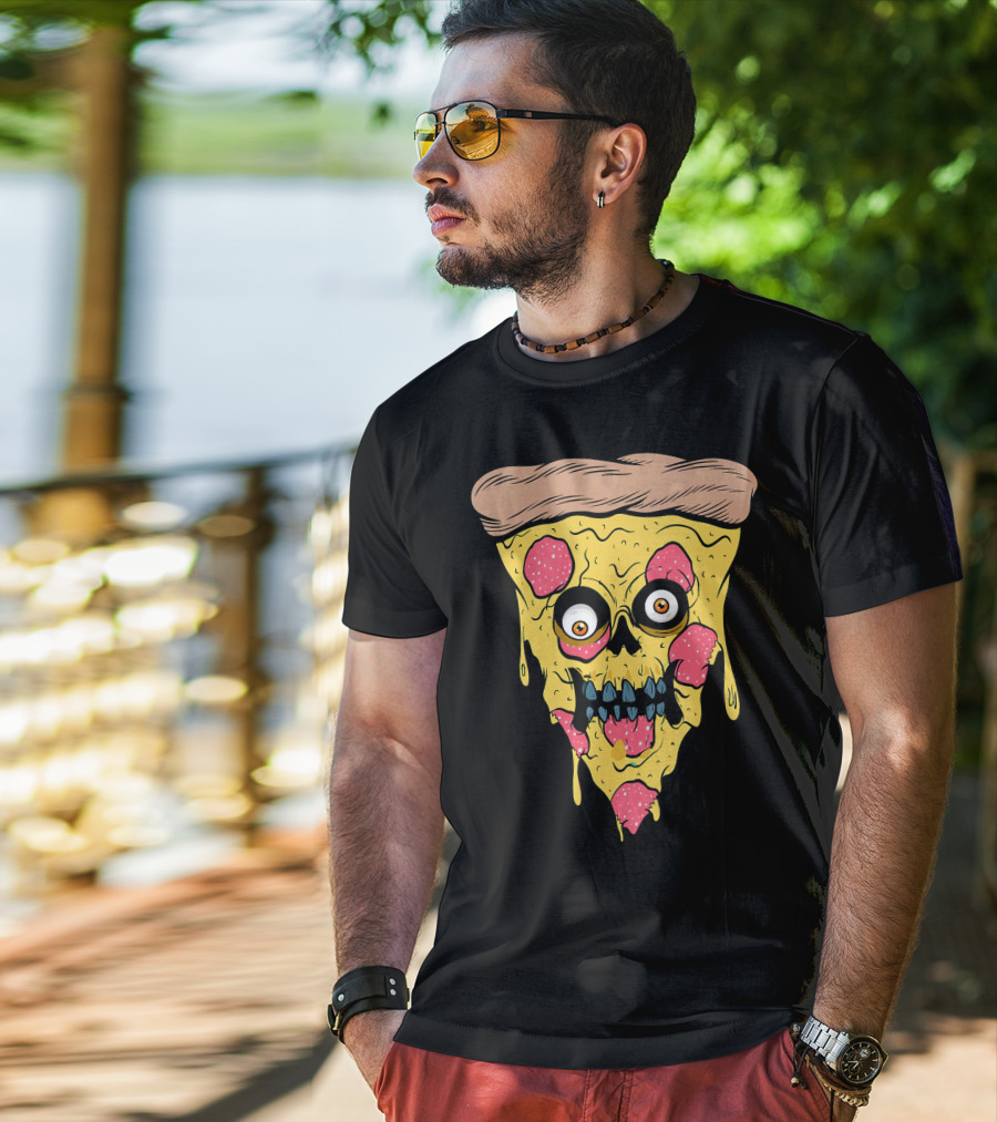 Pizza Zombie Halloween Costume Spooky Slice T-Shirt