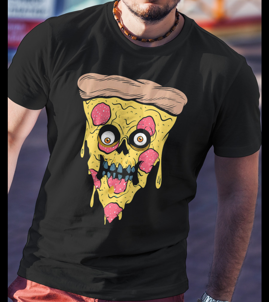 Pizza Zombie Halloween Costume Spooky Slice T-Shirt