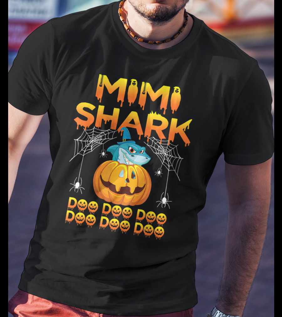 Mimi Shark Halloween Pumpkin Spider Web Doo Doo Costume Mat T-Shirt