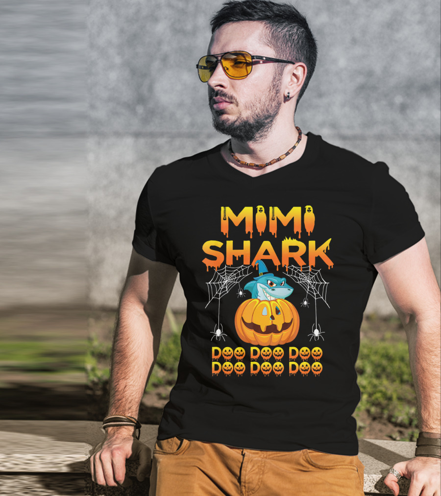 Mimi Shark Halloween Pumpkin Spider Web Doo Doo Costume Mat T-Shirt