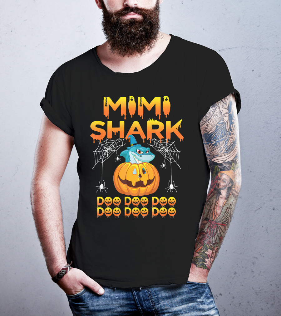 Mimi Shark Halloween Pumpkin Spider Web Doo Doo Costume Mat T-Shirt