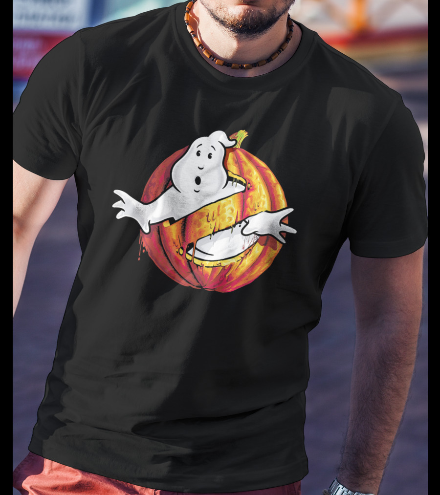 Ghostbusters Classic Logo Halloween Pumpkin Mashup T-Shirt